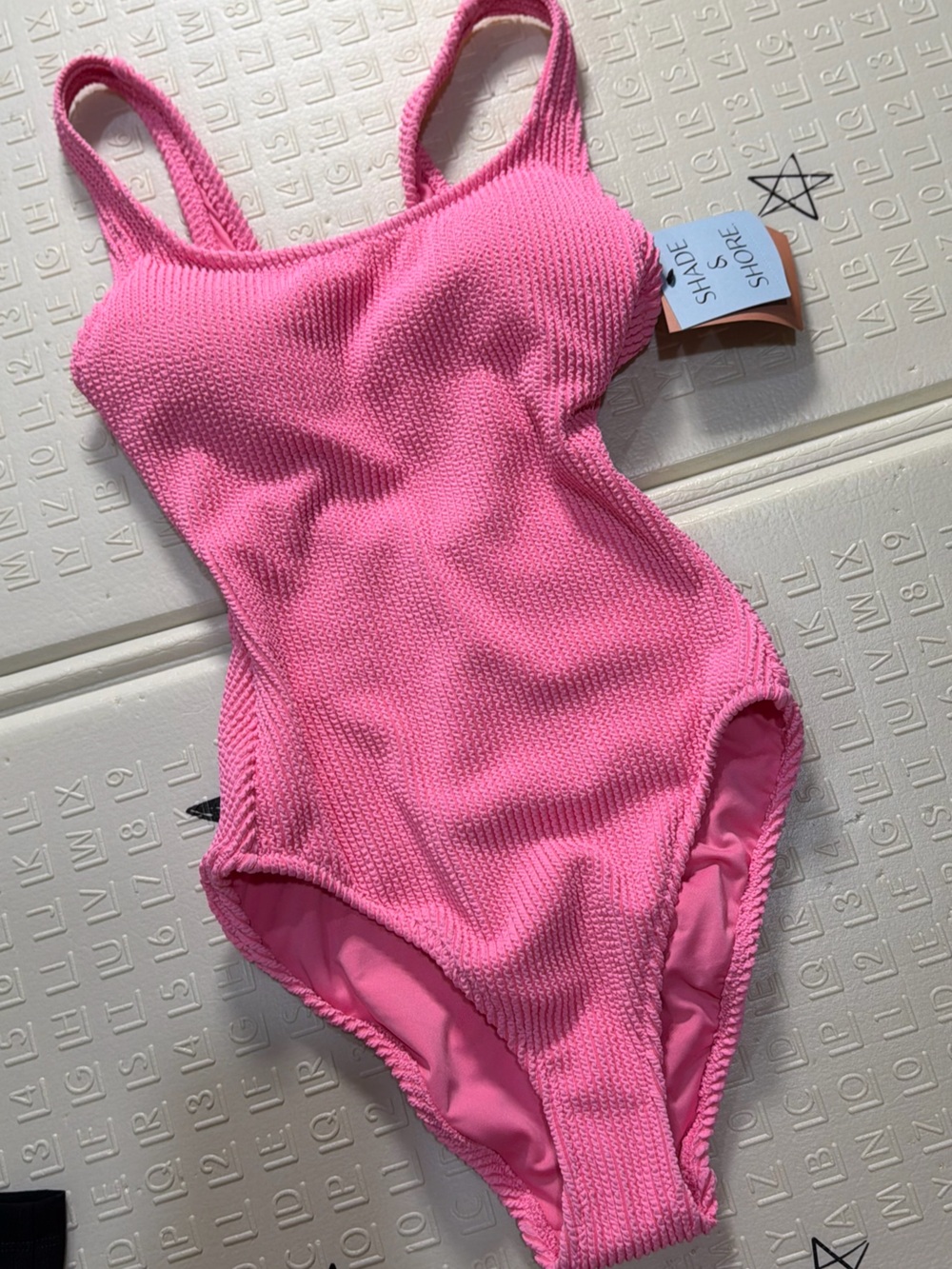 Shade & Shore Hot Pink Textured One-Piece Swimsuit - Picture 2 of 5